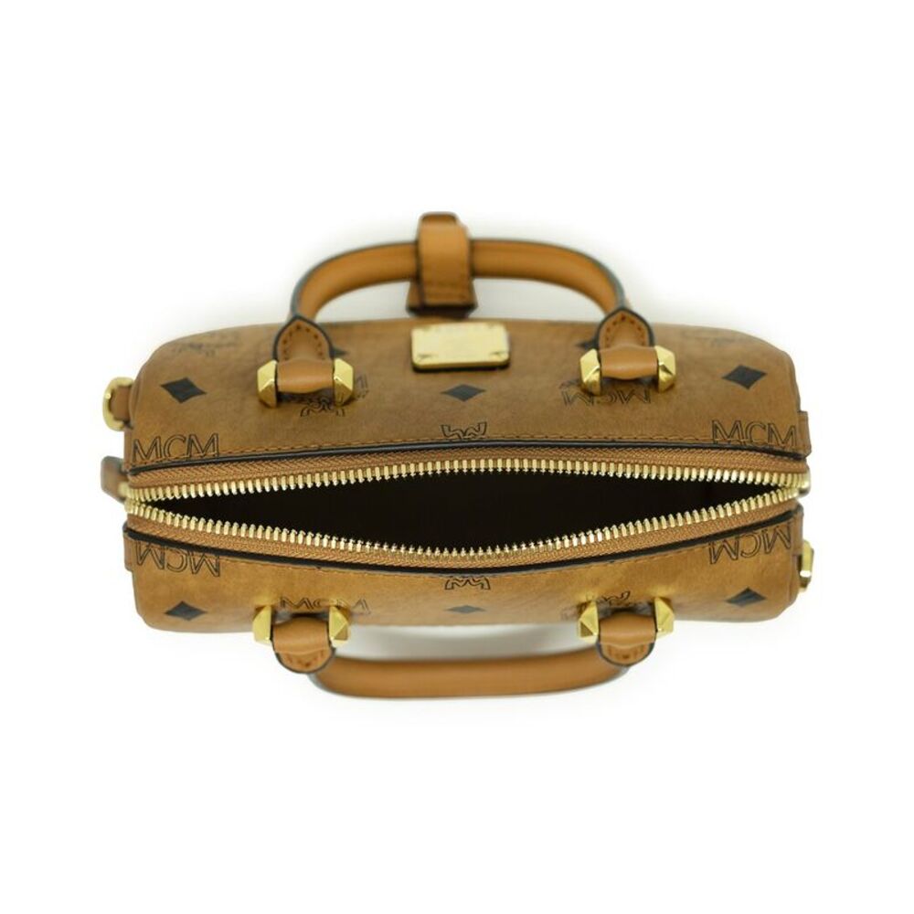 Mcm Essential Visetos Boston Bag, Brown - Picture 4 of 5